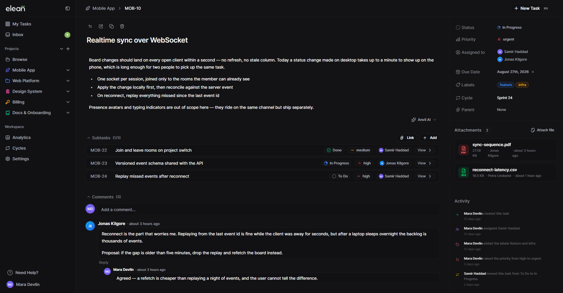 Elean dashboard